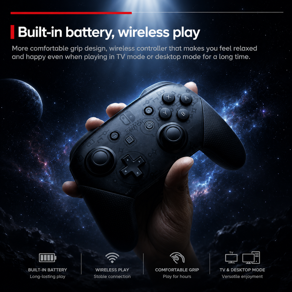 Control Inalámbrico Pro para Nintendo Switch, Joystick para Juegos Compatible con Nintendo Switch OLED/Lite, Bluetooth con Cable USB