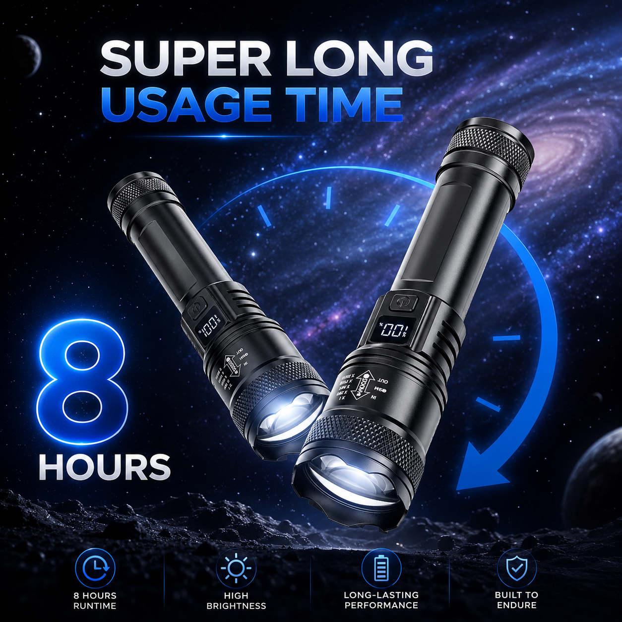 Linterna superbrillante de 100000LM, linterna LED recargable, lámpara táctica de largo alcance para exteriores, impermeable, linterna para acampar y pescar
