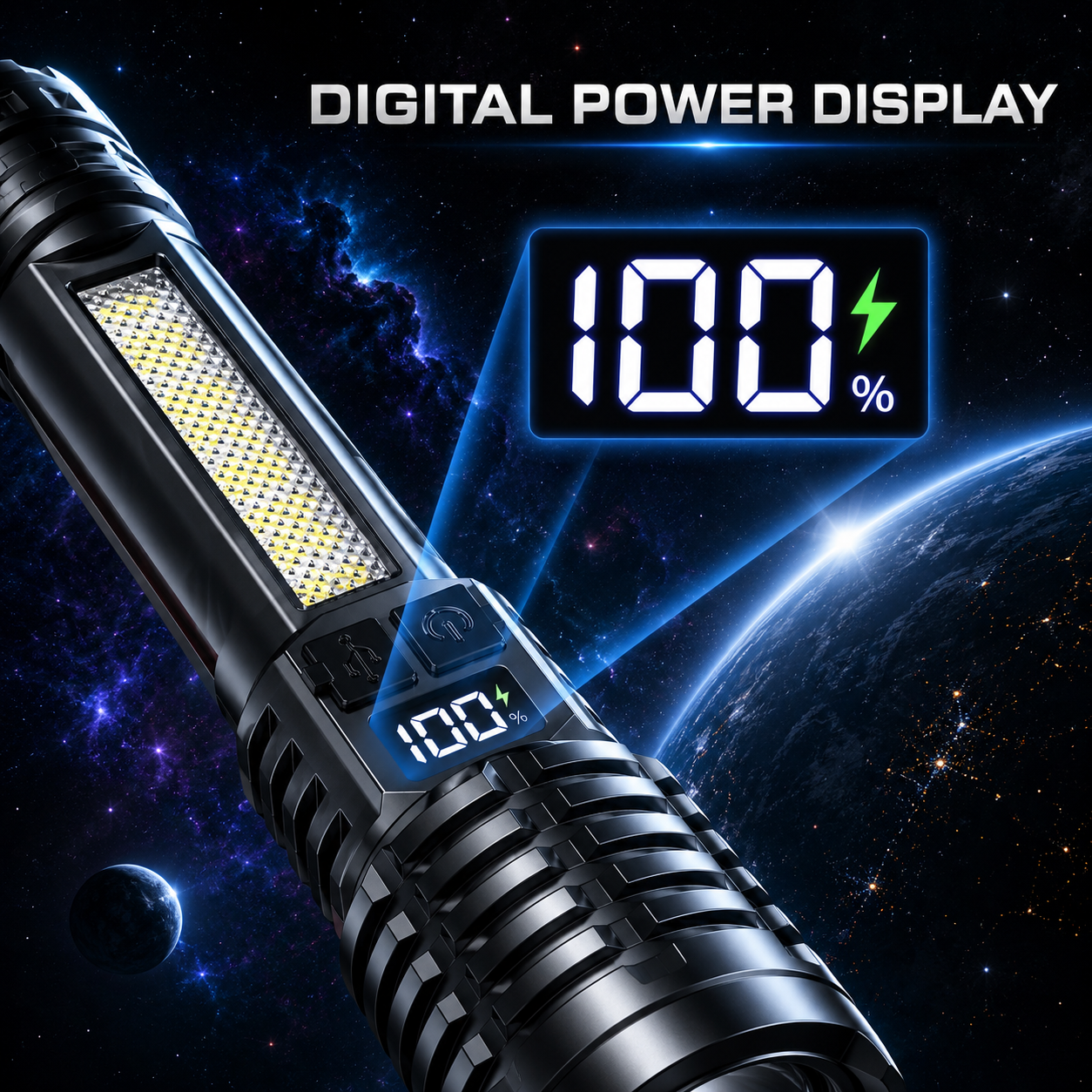Linterna superbrillante de 100000LM, linterna LED recargable, lámpara táctica de largo alcance para exteriores, impermeable, linterna para acampar y pescar