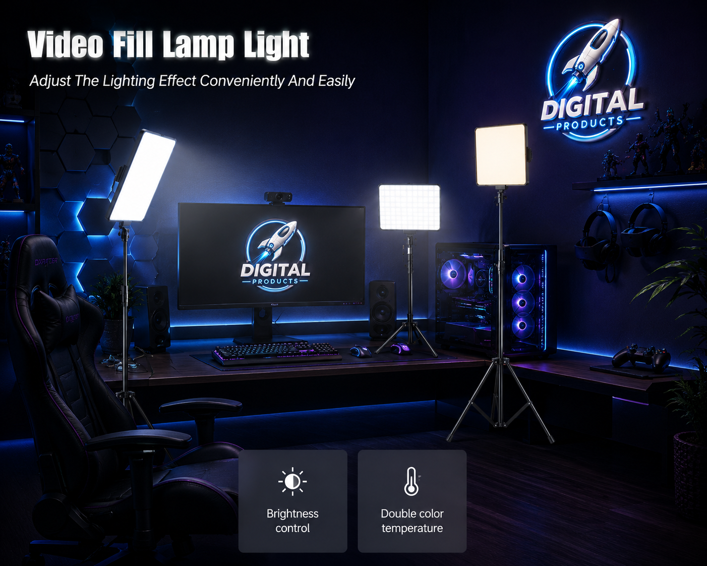 Luces LED para vídeo, iluminación para fotografía de conferencias, luz para Selfie, lámpara de estudio fotográfico con trípode para disparar transmisión en vivo, Zoom TikTok