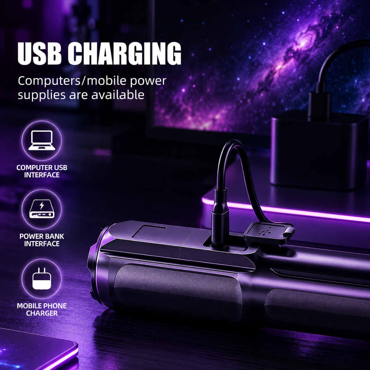 Potente linterna LED recargable por USB, batería de litio integrada, resistente al agua, con Zoom, para pesca, caza, Camping, linterna táctica
