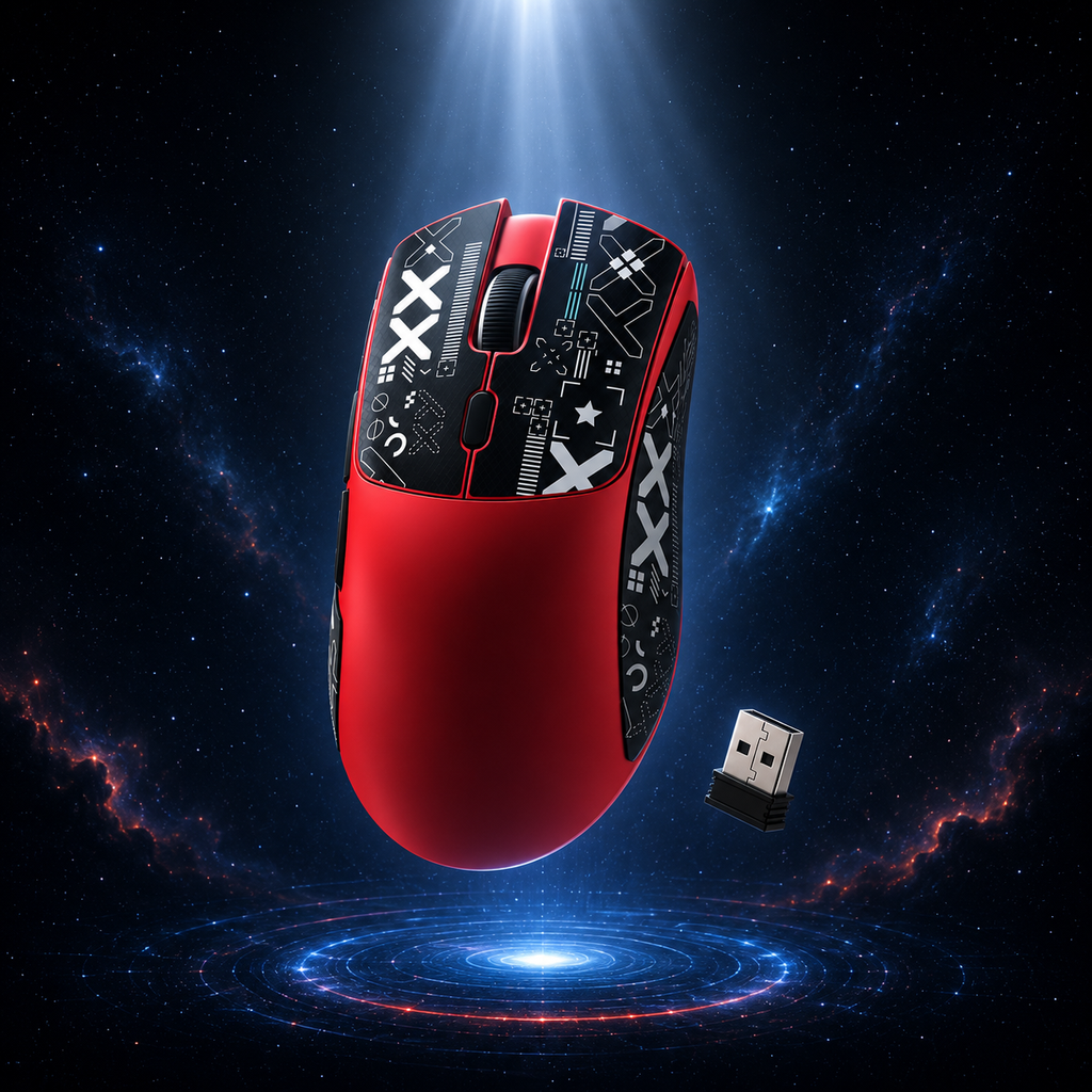 Ratón inalámbrico para juegos R1, conexión trimodo (2,4G/con cable/BT5.2), diseño ligero de 55g, Sensor óptico DPI de 18K, HUYU 20 millones Ke