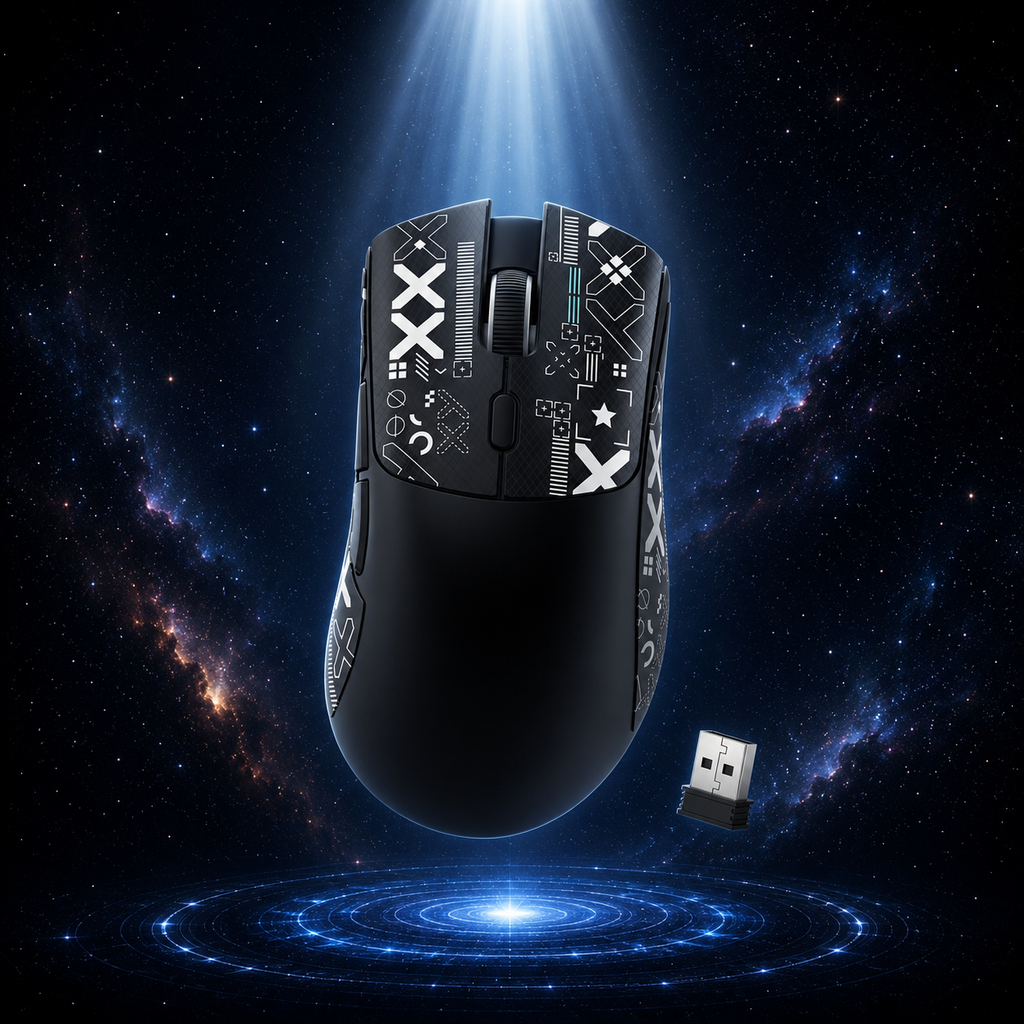 Ratón inalámbrico para juegos R1, conexión trimodo (2,4G/con cable/BT5.2), diseño ligero de 55g, Sensor óptico DPI de 18K, HUYU 20 millones Ke