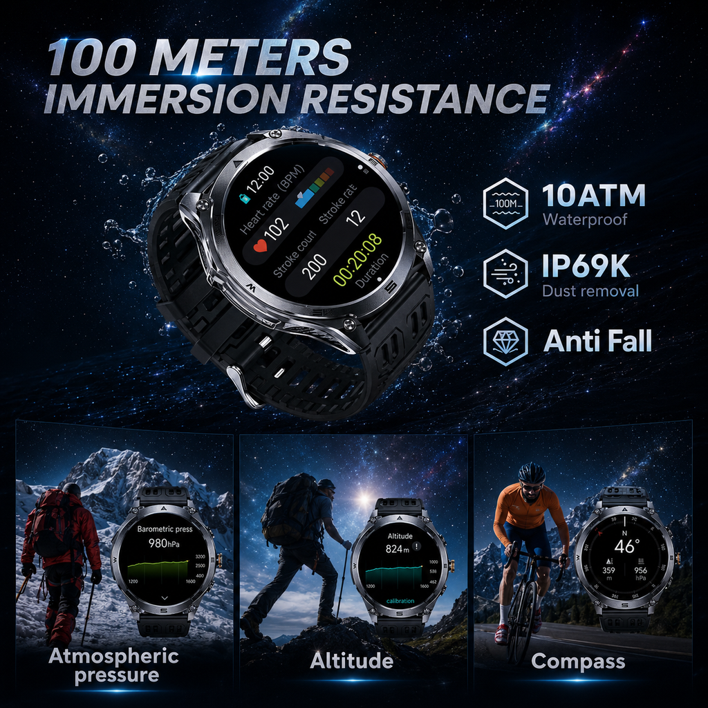 2025 nuevo reloj inteligente militar t-rex 3 Ultra GPS 1000mAh batería 10ATM brújula impermeable linterna deportes trackr Smartwatch hombres