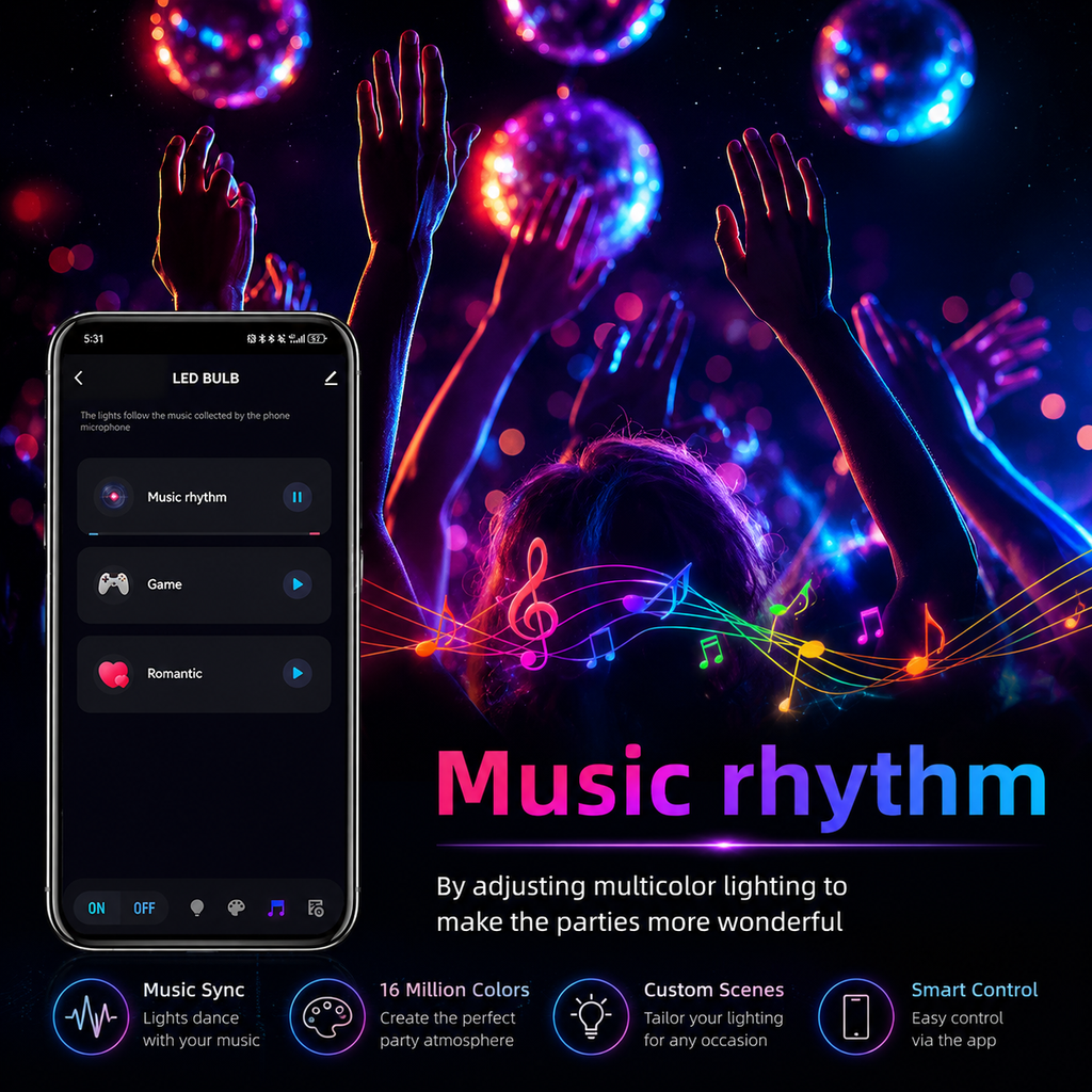 Bombilla LED Bluetooth Tuya regulable 15W 18W E27 B22 220V RGBCW lámparas que cambian de Color aplicación Smart Life Control de grupo sincronización de ritmo musical