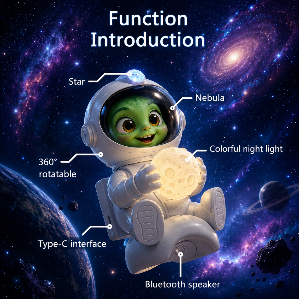 Proyector de estrellas LED de astronauta, luz nocturna, proyectores de galaxia, Altavoz Bluetooth para decoración de dormitorio y habitación, regalo para niños, lámpara de cielo estrellado