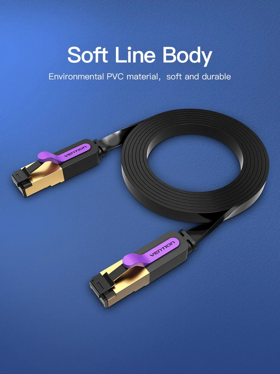 Vention-Cable Lan para dispositivos electrónicos, conexión red Ethernet multiuso de parche compatible para Router Cat7Cable de red STP RJ45 para Cat6, par retorcido de 8 cables