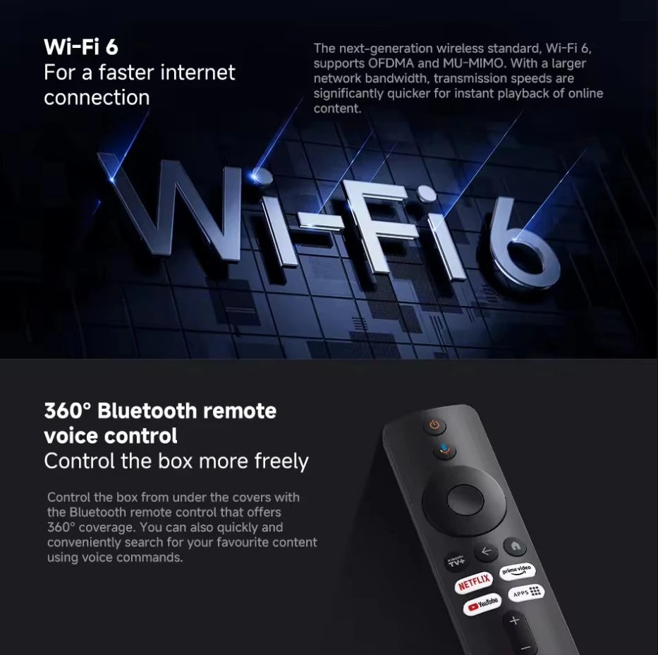 Xiaomi TV Box S (3rd Gen) 2+32GB, 4K Ultra HD, Chromecast, Wi-Fi 6, Bluetooth 5.2, Reproductor multimedia de transmisión Compatible con Netflix, Prime Video y Youtube