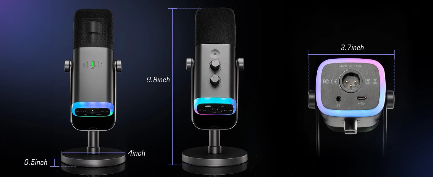 FIFINE-micrófono dinámico USB/XLR con botón de silencio táctil, Conector de auriculares, controles de E/S, para PC, mezclador de PS5/4, amplificador de micrófono para juegos AM8