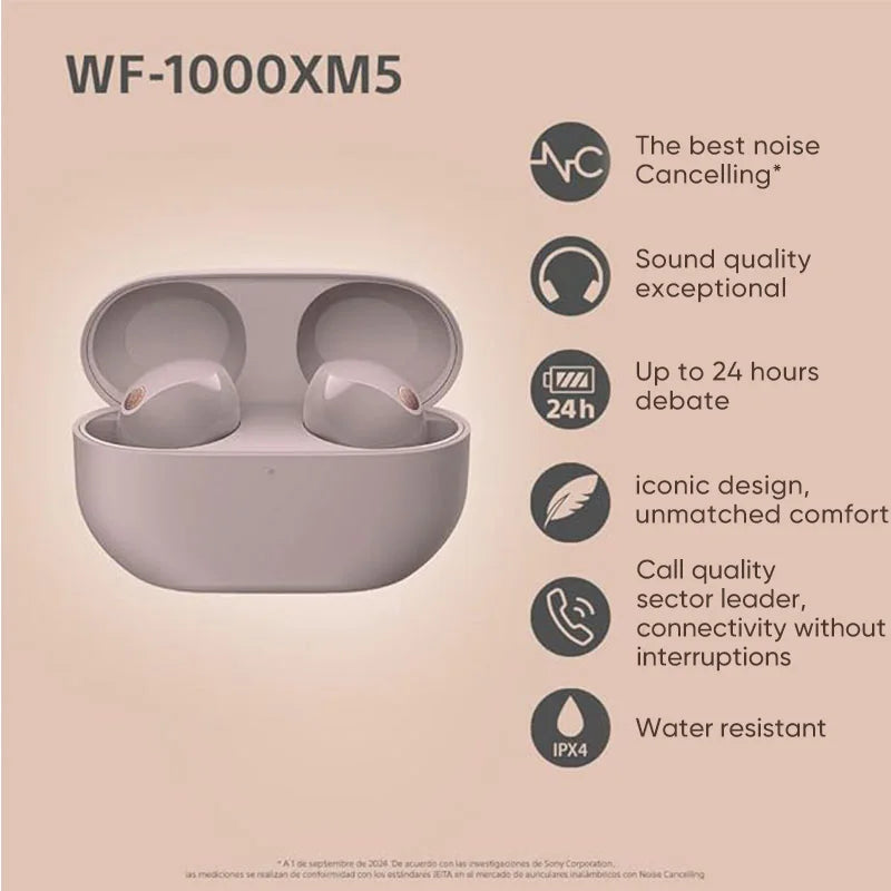 SONY-auriculares inalámbricos WF-1000XM5, cascos con Bluetooth, cancelación de ruido, batería de hasta 24 horas de duración, Conexión multipunto