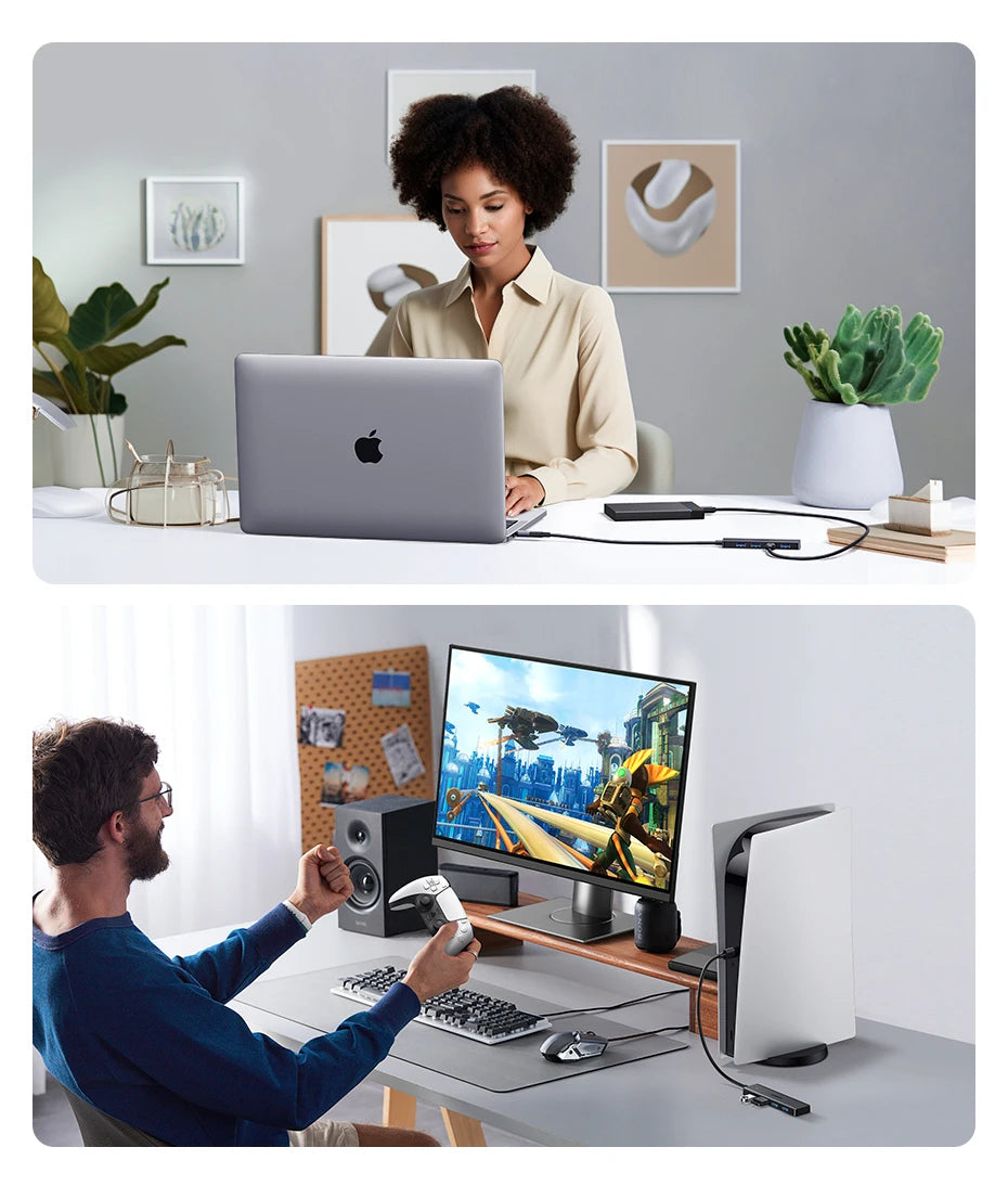 UGREEN-Hub USB 3,0 con 4 puertos, HUB delgado para ratón, teclado Compatible con MacBook Pro Air, ordenador portátil, PC de escritorio, Xbox, PS5, divisor