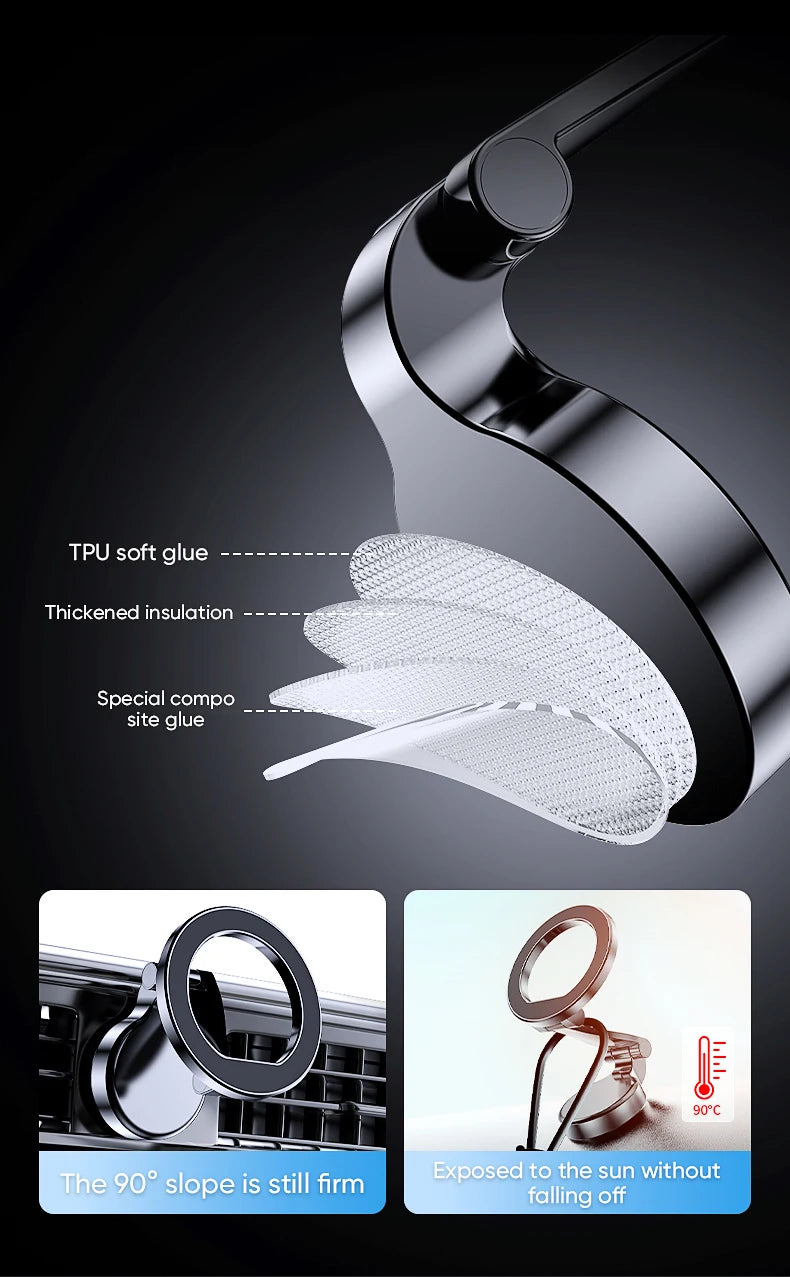 Soporte para teléfono de coche Magsafe 1080 para vehículos soporte móvil para el soporte para teléfono móvil en el coche para iPhone 17 16 Pro Max Plus