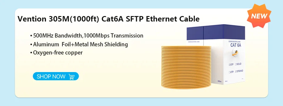 Vention-Cable Lan para dispositivos electrónicos, conexión red Ethernet multiuso de parche compatible para Router Cat7Cable de red STP RJ45 para Cat6, par retorcido de 8 cables