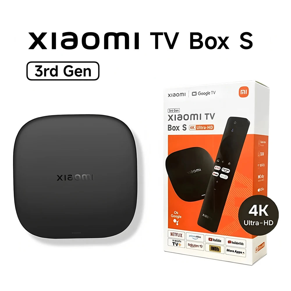 Xiaomi TV Box S (3rd Gen) 2+32GB, 4K Ultra HD, Chromecast, Wi-Fi 6, Bluetooth 5.2, Reproductor multimedia de transmisión Compatible con Netflix, Prime Video y Youtube