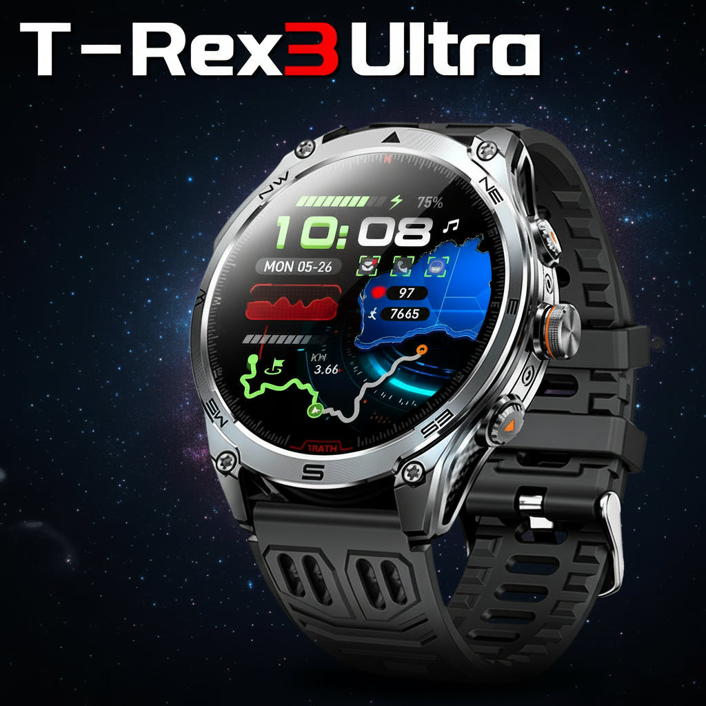 2025 nuevo reloj inteligente militar t-rex 3 Ultra GPS 1000mAh batería 10ATM brújula impermeable linterna deportes trackr Smartwatch hombres