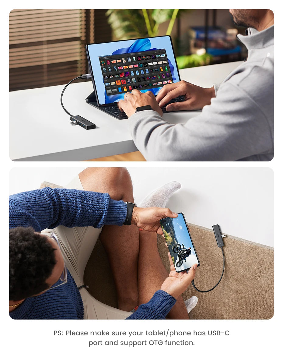 UGREEN-Hub USB 3,0 con 4 puertos, HUB delgado para ratón, teclado Compatible con MacBook Pro Air, ordenador portátil, PC de escritorio, Xbox, PS5, divisor