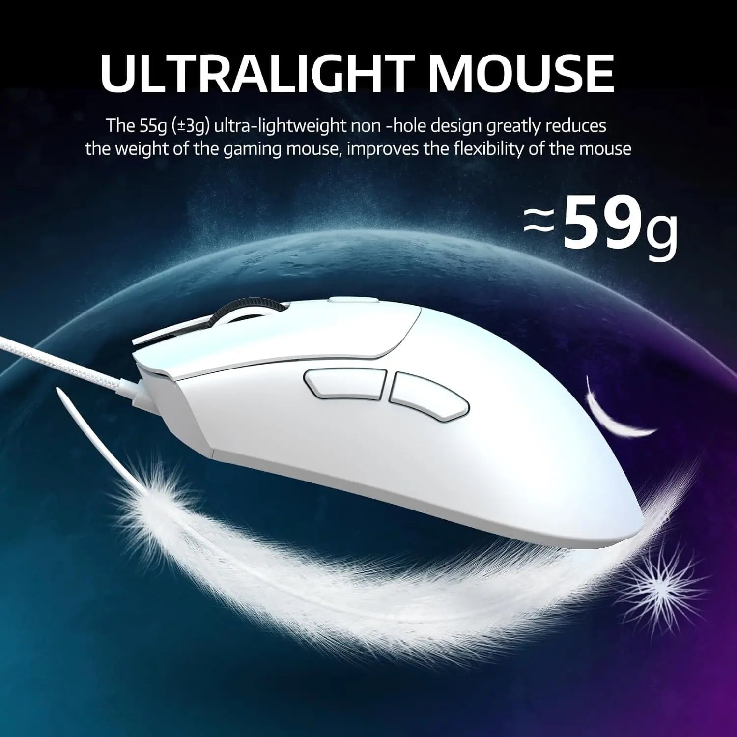 Ratón inalámbrico para juegos R1, conexión trimodo (2,4G/con cable/BT5.2), diseño ligero de 55g, Sensor óptico DPI de 18K, HUYU 20 millones Ke