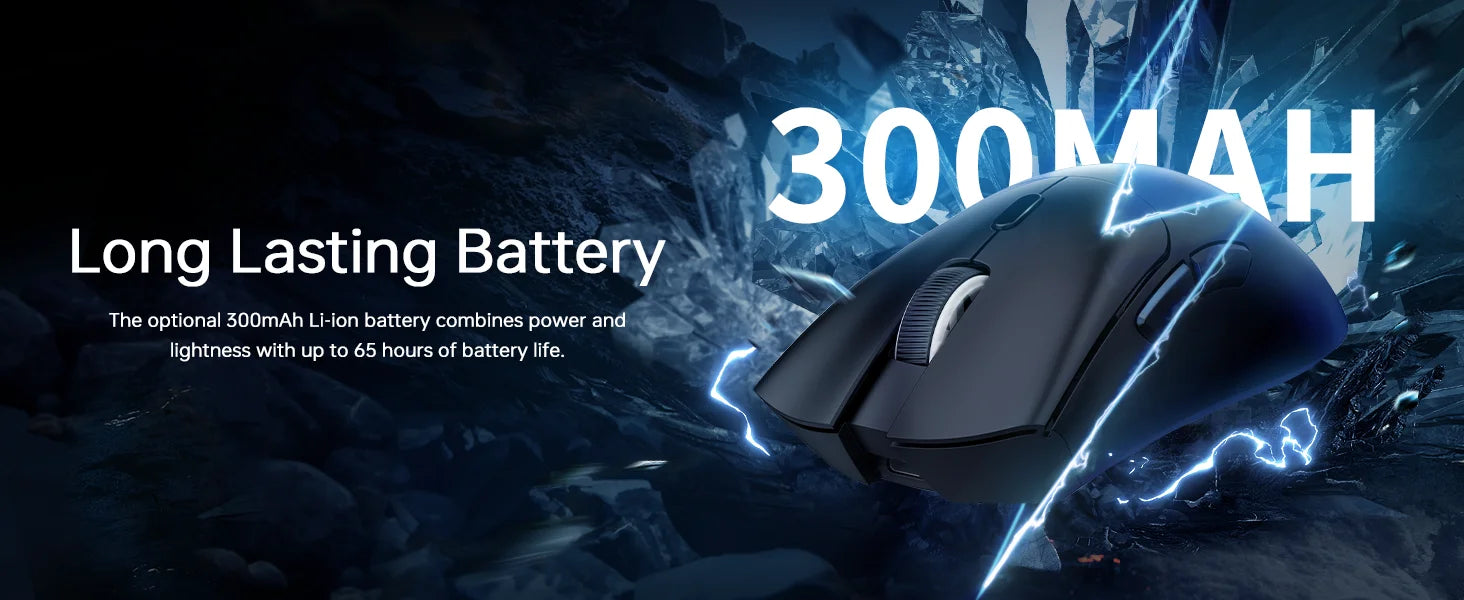 Ratón inalámbrico para juegos R1, conexión trimodo (2,4G/con cable/BT5.2), diseño ligero de 55g, Sensor óptico DPI de 18K, HUYU 20 millones Ke