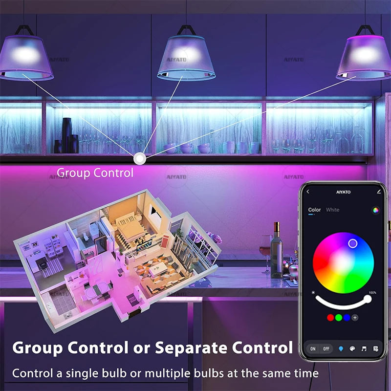 Bombilla LED Bluetooth Tuya regulable 15W 18W E27 B22 220V RGBCW lámparas que cambian de Color aplicación Smart Life Control de grupo sincronización de ritmo musical