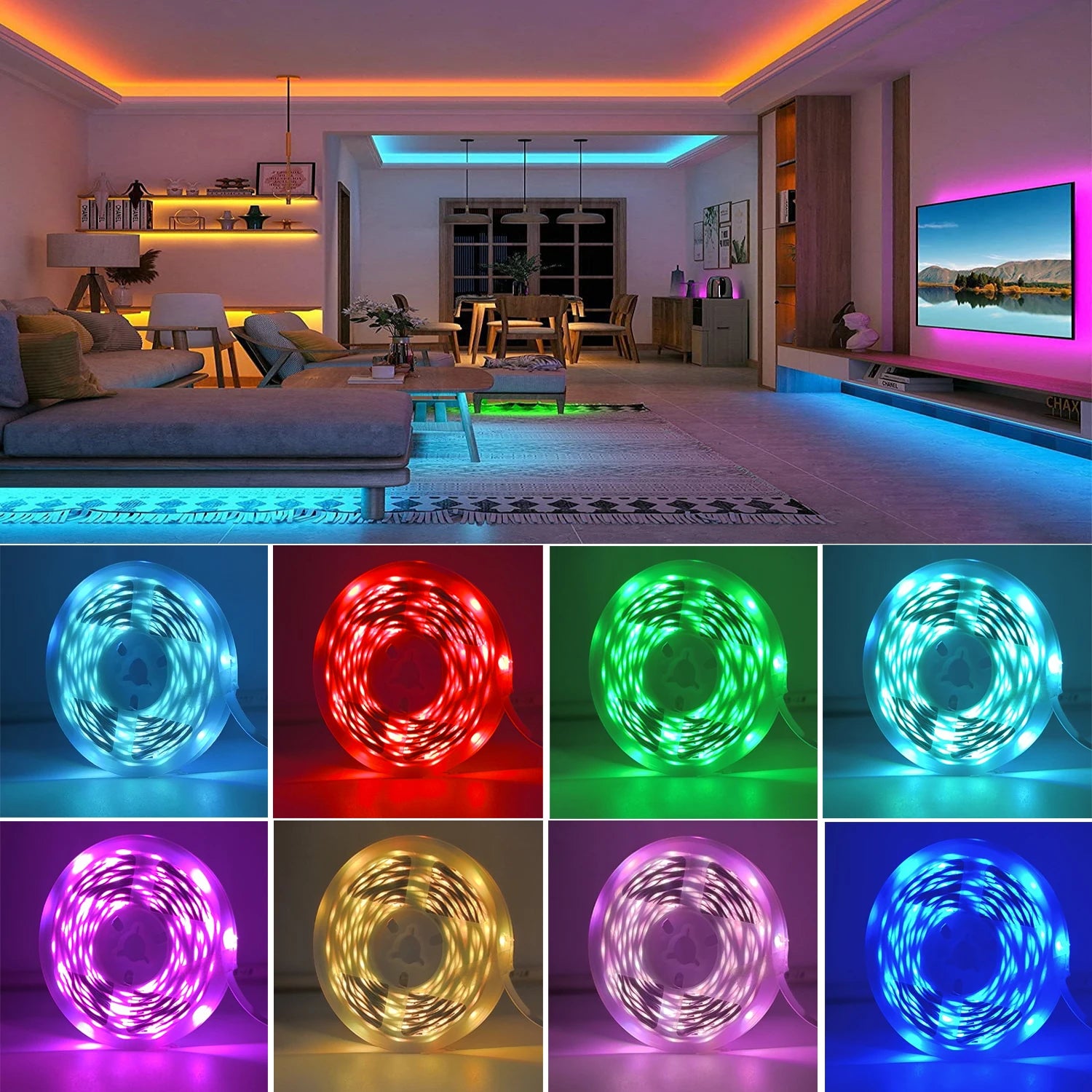 Tira de Luces Led RGB, 5m, 10m, 20m, 30m, luz Led para habitación con Control por aplicación, cinta Flexible, Luces, cinta Led para decoración de habitación y dormitorio