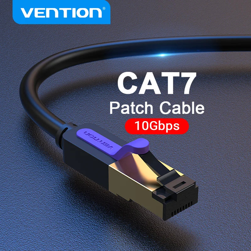 Vention-Cable Lan para dispositivos electrónicos, conexión red Ethernet multiuso de parche compatible para Router Cat7Cable de red STP RJ45 para Cat6, par retorcido de 8 cables