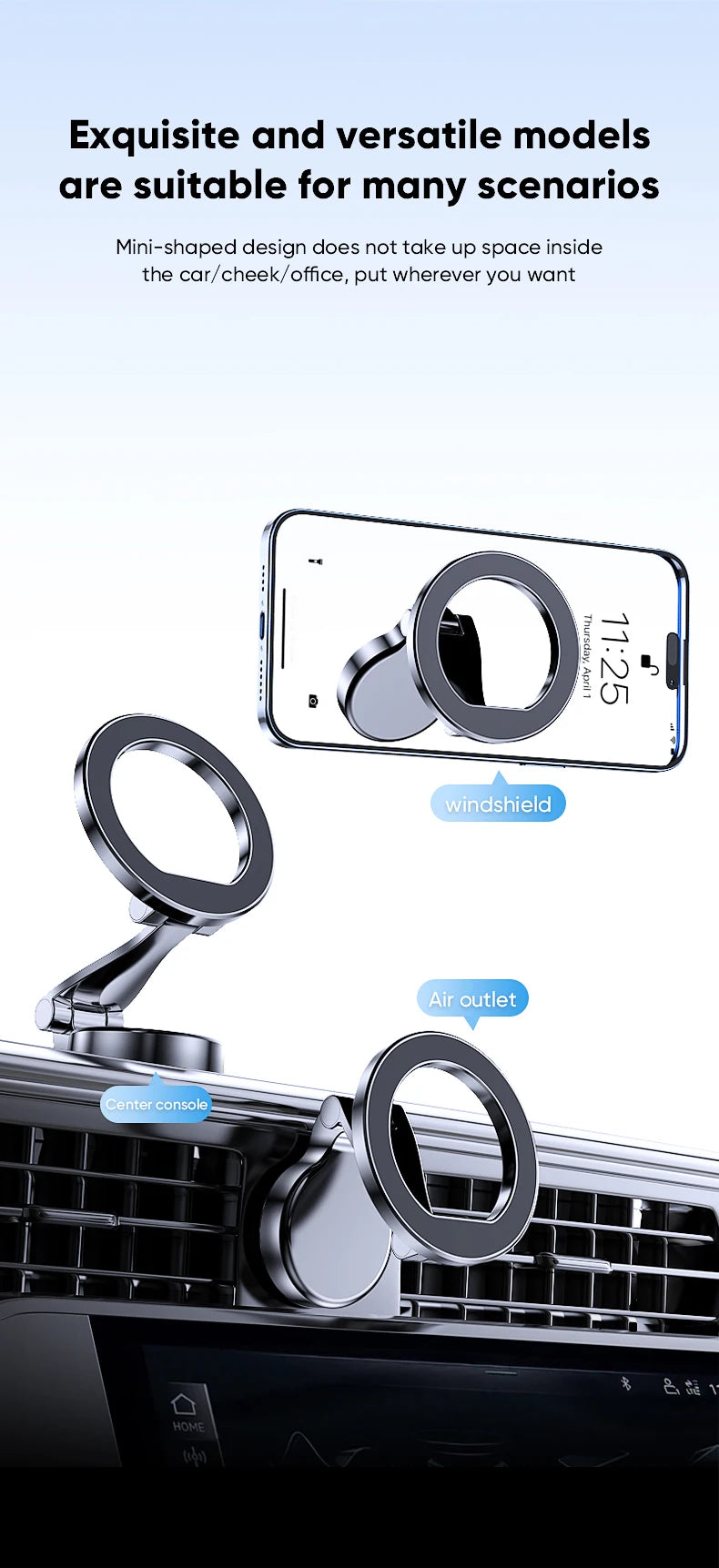 Soporte para teléfono de coche Magsafe 1080 para vehículos soporte móvil para el soporte para teléfono móvil en el coche para iPhone 17 16 Pro Max Plus