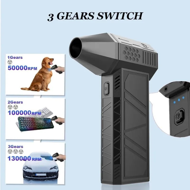 Soplador de chorro Turbo, potente soplador de aire de 130000RPM, Motor sin escobillas, ventilador Turbo, ventilador de chorro, limpieza de aire, soplador de aire, herramienta de Puissant